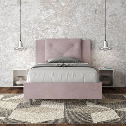 Letto singolo contenitore imbottito 100x210 microfibra Appia