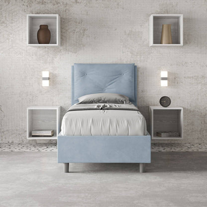 Gepolstertes Einzelbett mit Lattenrost oder Stauraum aus Mikrofaser Appia 90x200