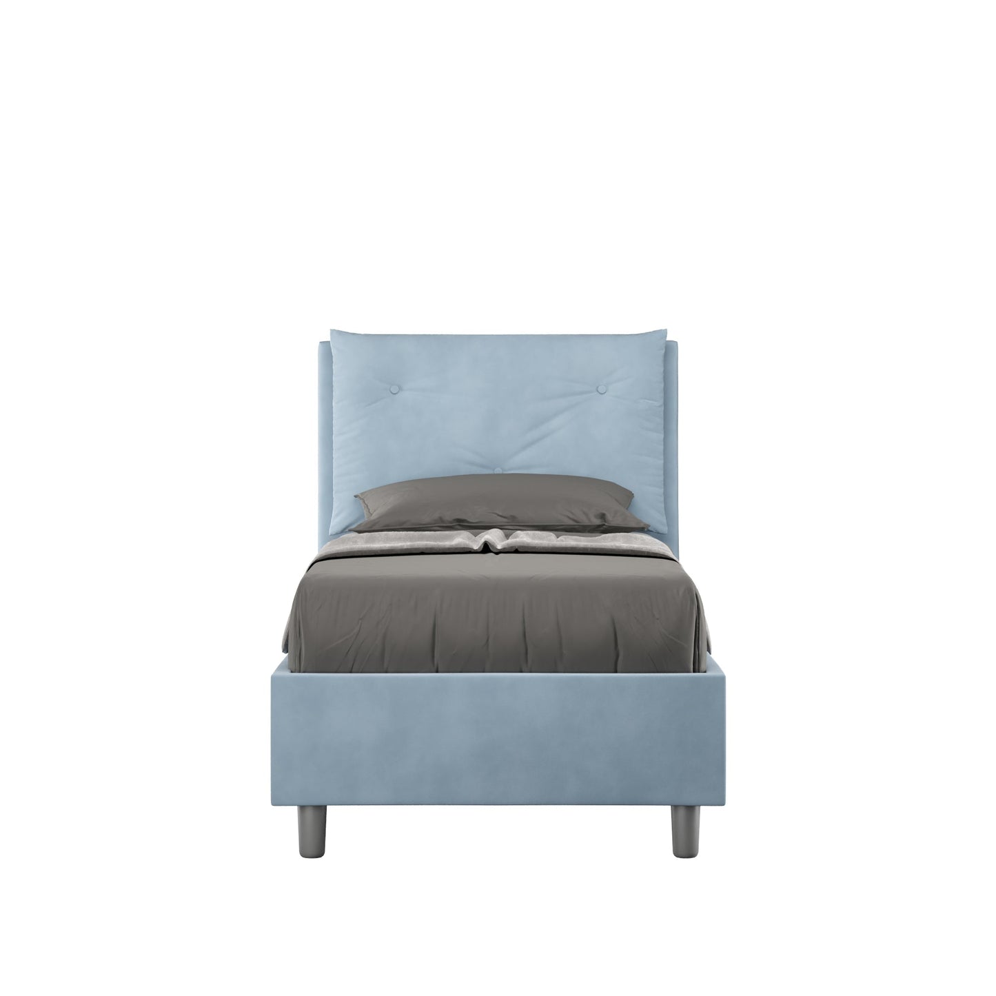 Gepolstertes Einzelbett mit Lattenrost oder Stauraum aus Mikrofaser Appia 90x200