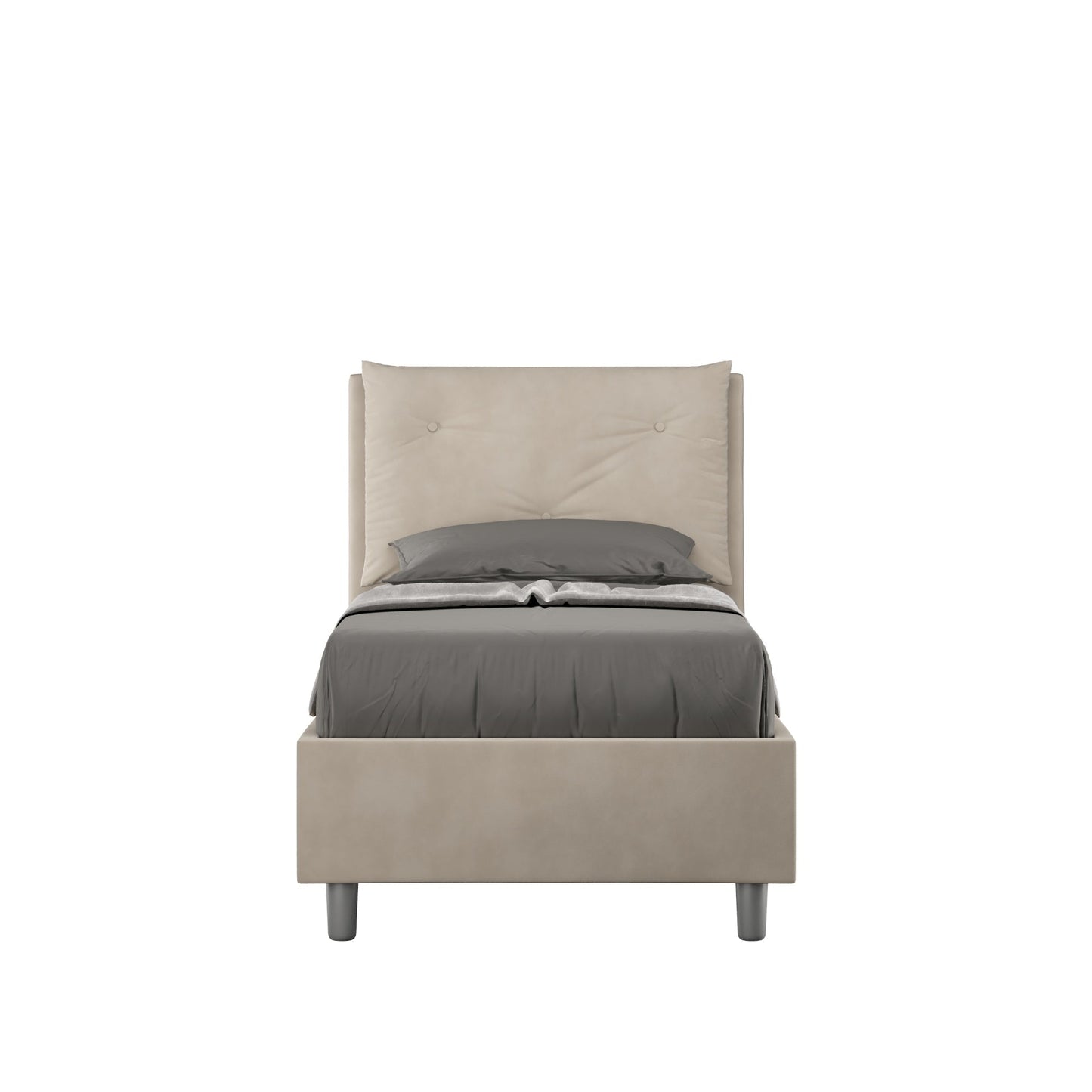 Gepolstertes Einzelbett mit Bettkasten 90x190 Mikrofaser Appia