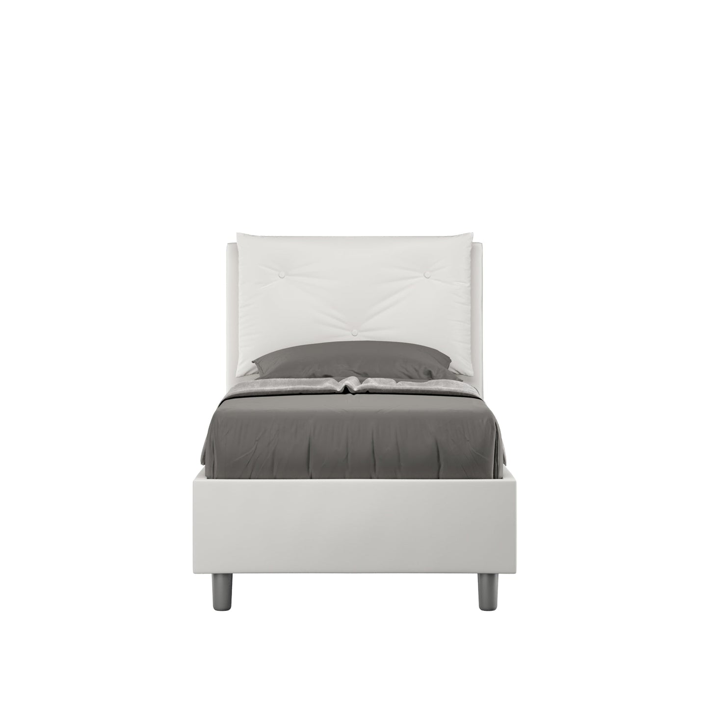 Einzelbett 80x200 gepolstert Kunstleder, Lattenrost oder Bettkasten, Made in Italy