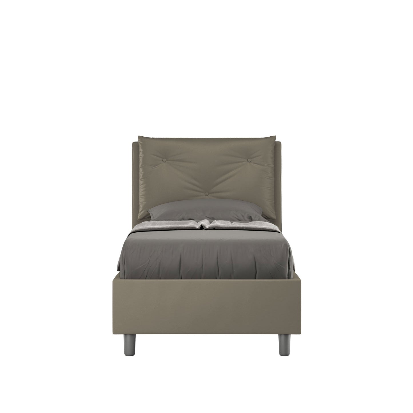 Einzelbett 80x200 gepolstert Kunstleder, Lattenrost oder Bettkasten, Made in Italy