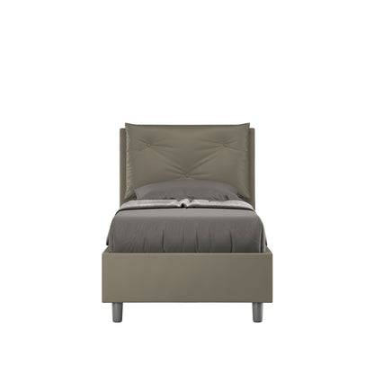 Einzelbett 80x200 gepolstert Kunstleder, Lattenrost oder Bettkasten, Made in Italy