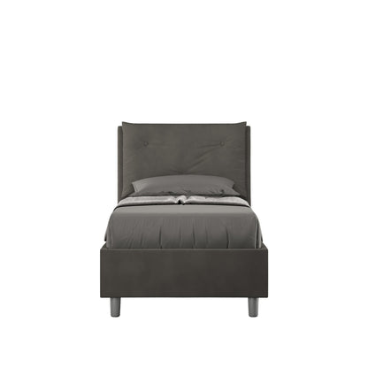 Gepolstertes Einzelbett mit Lattenrost oder Stauraum aus Mikrofaser Appia 90x200