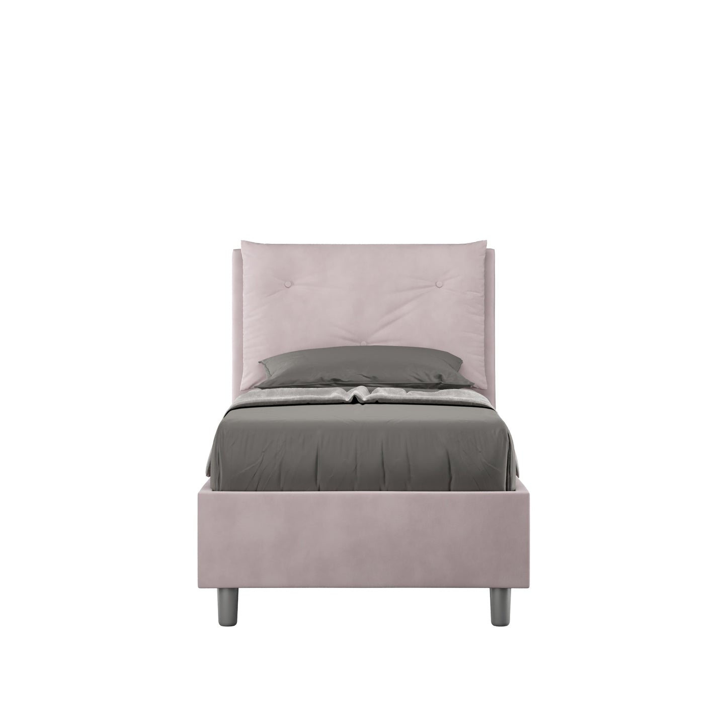 Gepolstertes Einzelbett mit Lattenrost oder Stauraum aus Mikrofaser Appia 90x200
