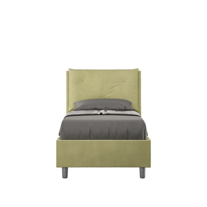 Letto singolo 80x200 Appia imbottito con testiera, rete e contenitore