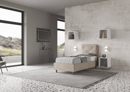 Gepolstertes Einzelbett mit Bettkasten 90x190 Mikrofaser Appia