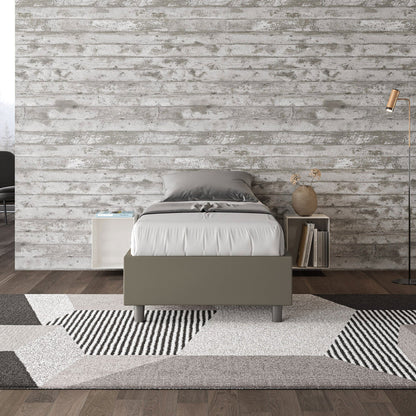 Letto singolo imbottito similpelle Azelia con e senza rete e contenitore