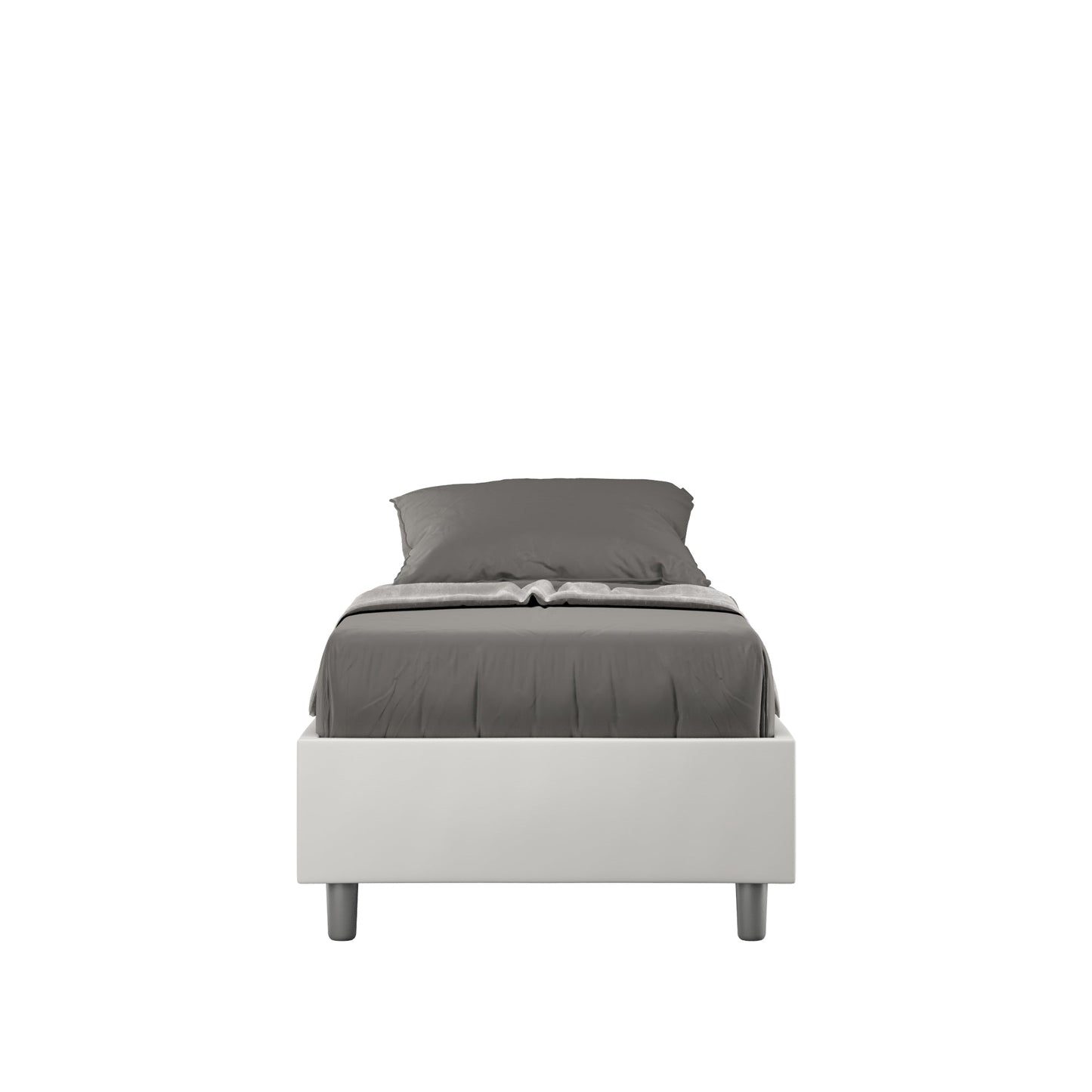 Letto singolo imbottito similpelle Azelia con e senza rete e contenitore