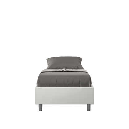 Letto singolo imbottito similpelle Azelia con e senza rete e contenitore