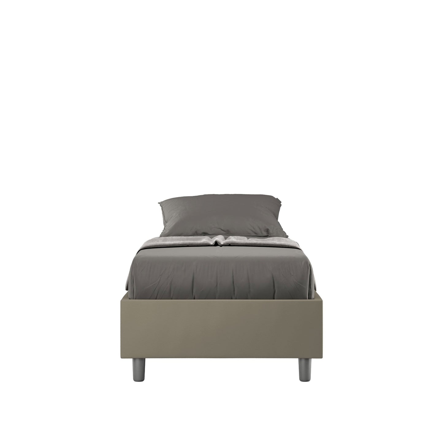 Letto singolo imbottito similpelle Azelia con e senza rete e contenitore