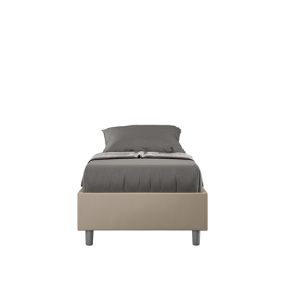 Letto singolo imbottito similpelle Azelia con e senza rete e contenitore