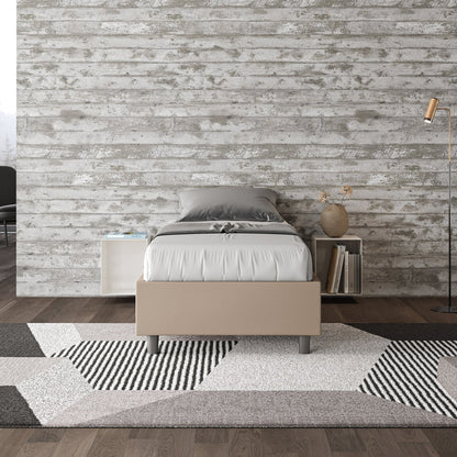 Letto singolo imbottito similpelle Azelia con e senza rete e contenitore