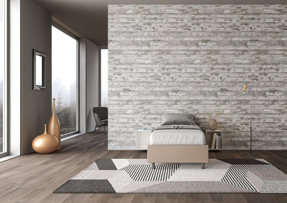 Letto singolo imbottito similpelle Azelia con e senza rete e contenitore
