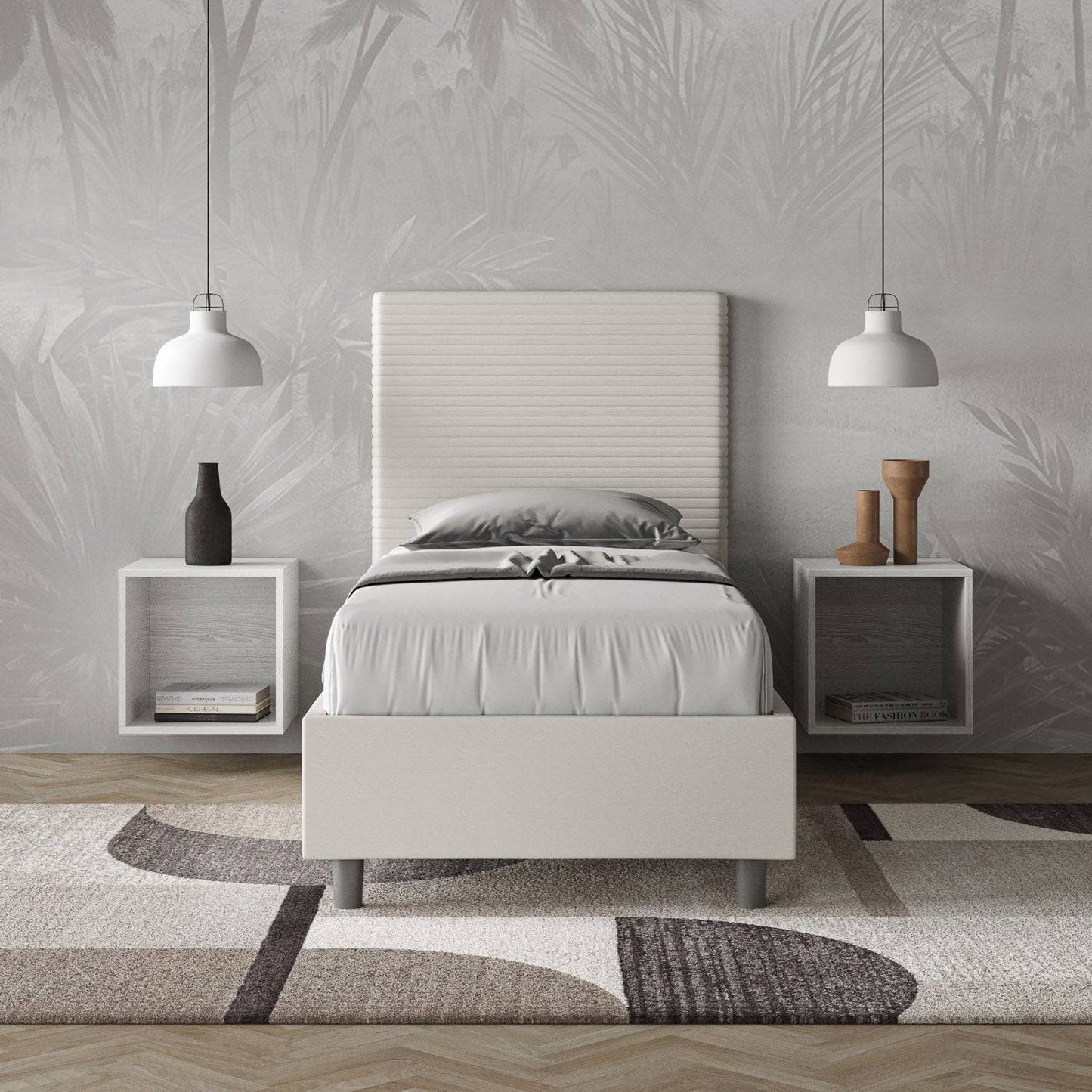 Letto singolo imbottito similpelle Focus