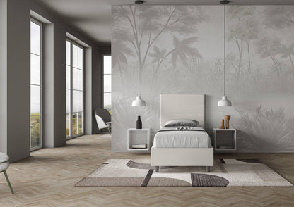 Letto singolo contenitore imbottito similpelle Focus