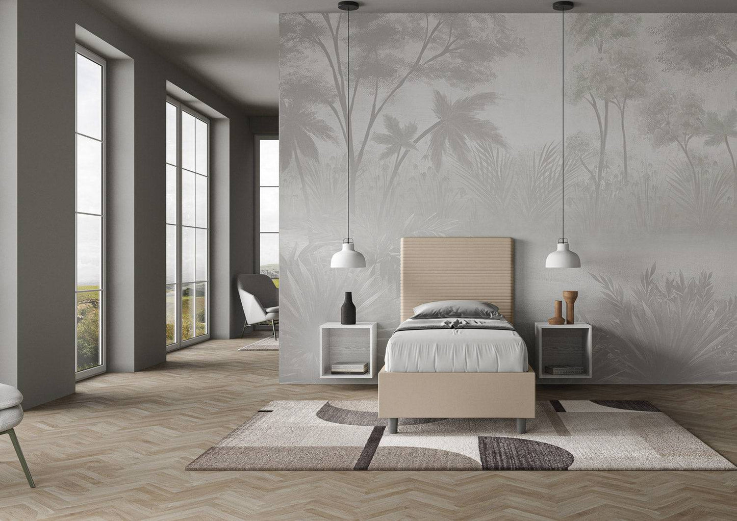 Letto singolo imbottito similpelle Focus
