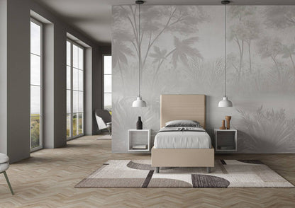 Letto singolo imbottito similpelle Focus 80x200 senza rete, con rete, contenitore