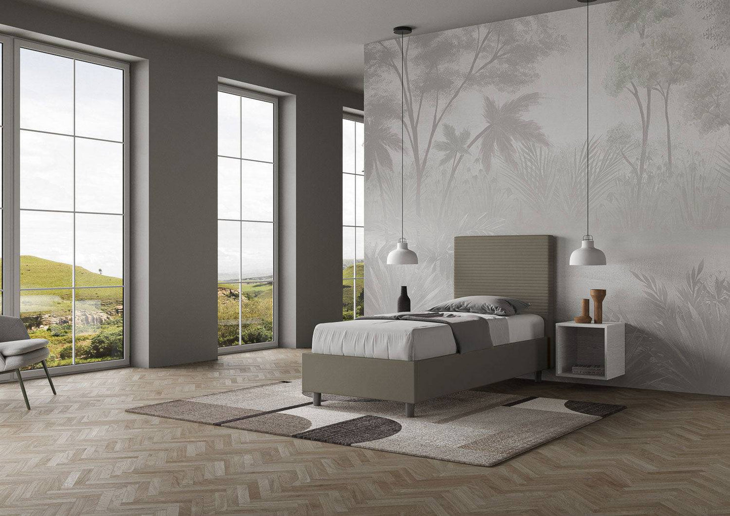 Letto singolo imbottito similpelle Focus