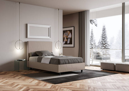 Letto singolo contenitore imbottito similpelle Focus