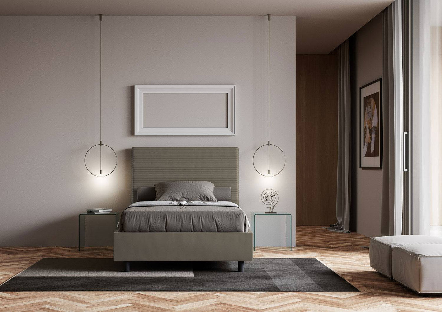Letto singolo contenitore imbottito 100x190 similpelle Focus