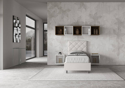 Einzelbett 80x210 Priya aus Kunstleder mit Bettkasten - B.95xT.230 H.122 cm, Made in Italy