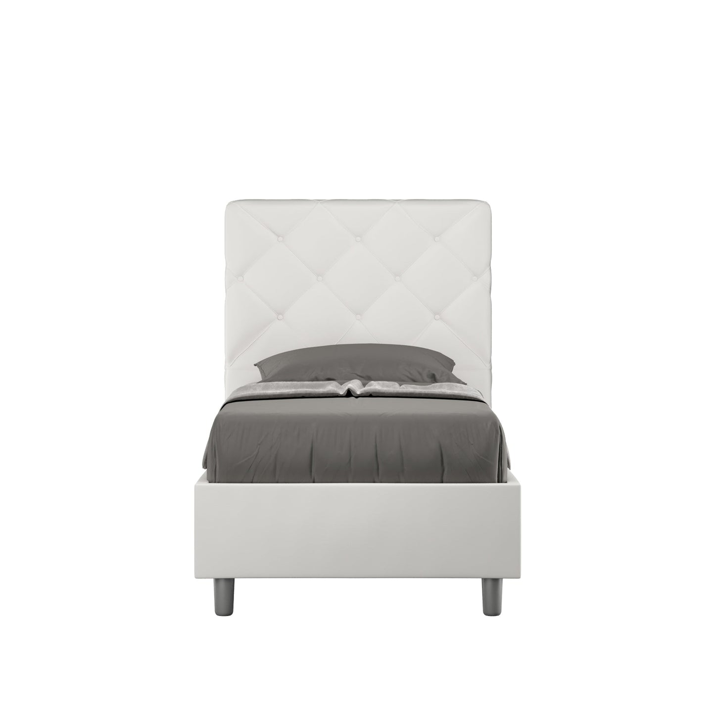 Letto singolo contenitore imbottito similpelle Priya 90x190