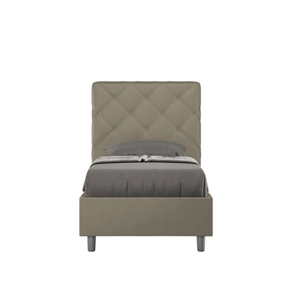 Letto singolo contenitore imbottito similpelle Priya 90x190