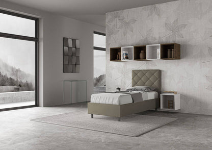 Einzelbett 80x210 Priya aus Kunstleder mit Bettkasten - B.95xT.230 H.122 cm, Made in Italy