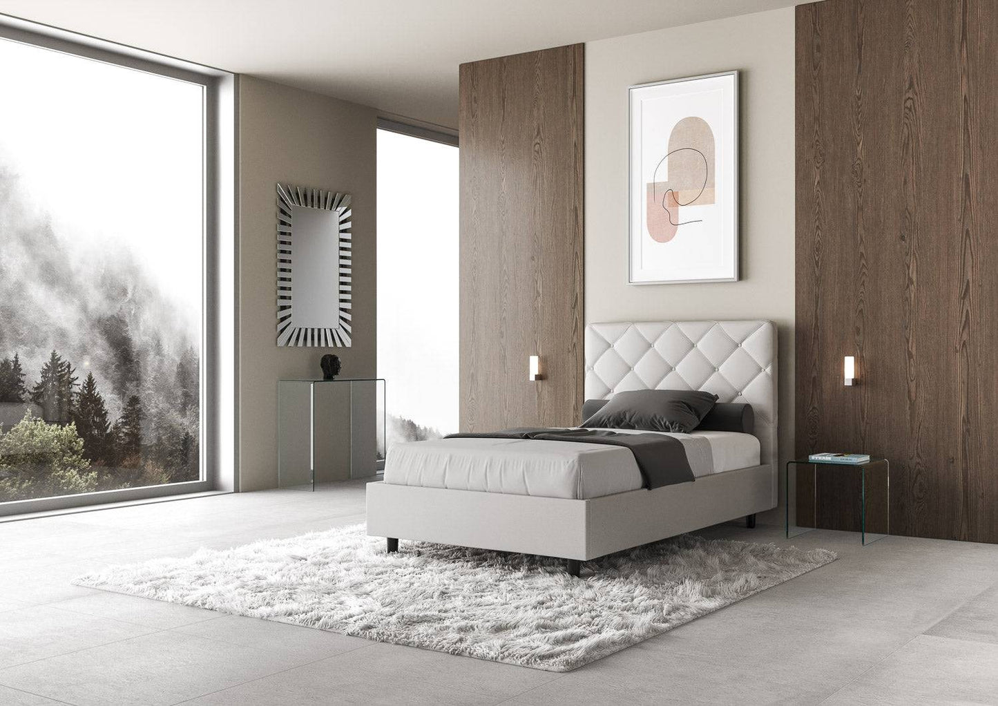 Einzelbett Polsterbett Kunstleder mit Stauraum Priya