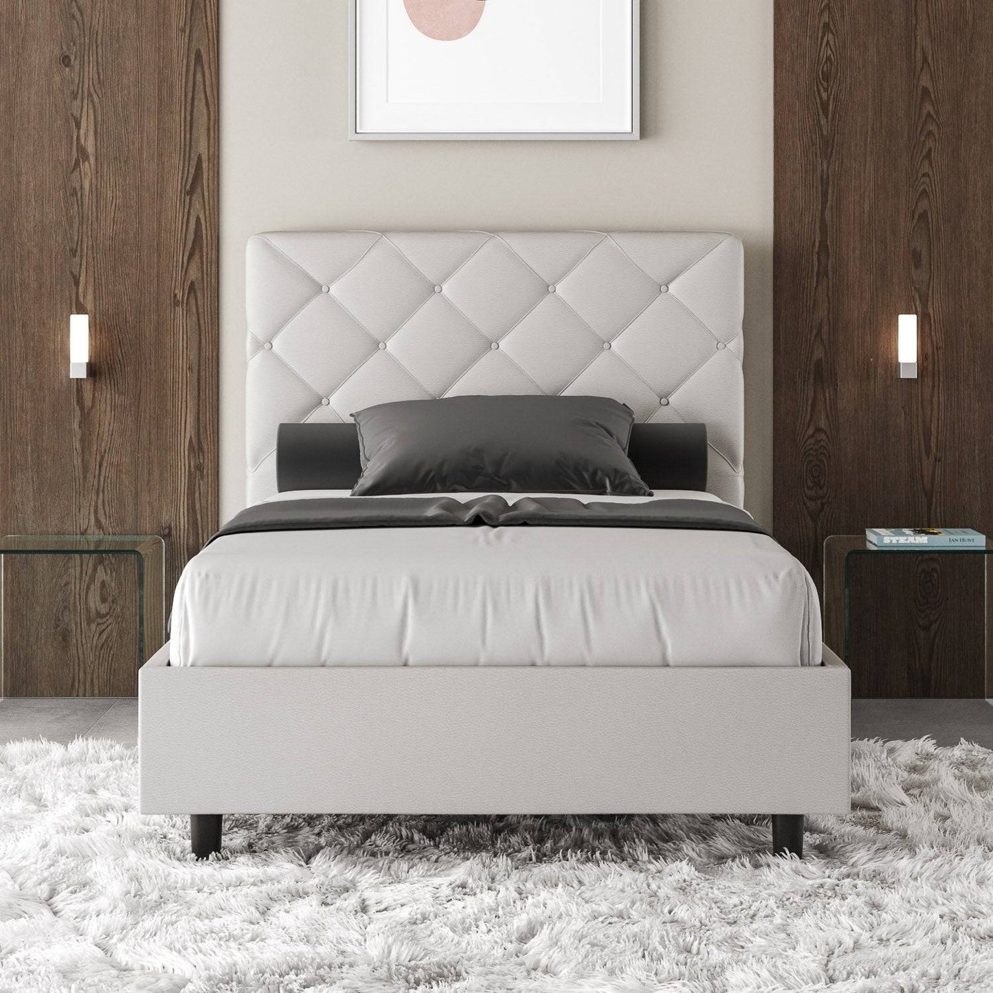 Einzelbett Polsterbett Kunstleder mit Stauraum Priya