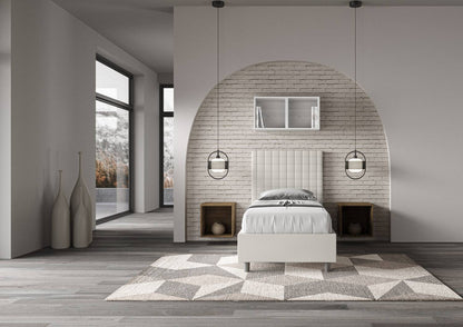 Letto Singolo 80x190 Sunny in Similpelle con Contenitore - L.95xP.210 H.122 cm, Made in Italy