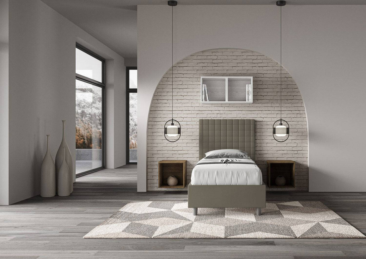 Letto Singolo 80x190 Sunny in Similpelle con Contenitore - L.95xP.210 H.122 cm, Made in Italy