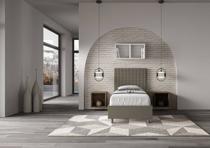 Letto Singolo 80x190 Sunny in Similpelle con Contenitore - L.95xP.210 H.122 cm, Made in Italy