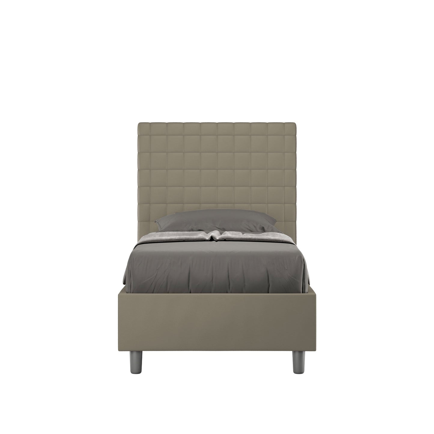 Letto Singolo 80x190 Sunny in Similpelle con Contenitore - L.95xP.210 H.122 cm, Made in Italy