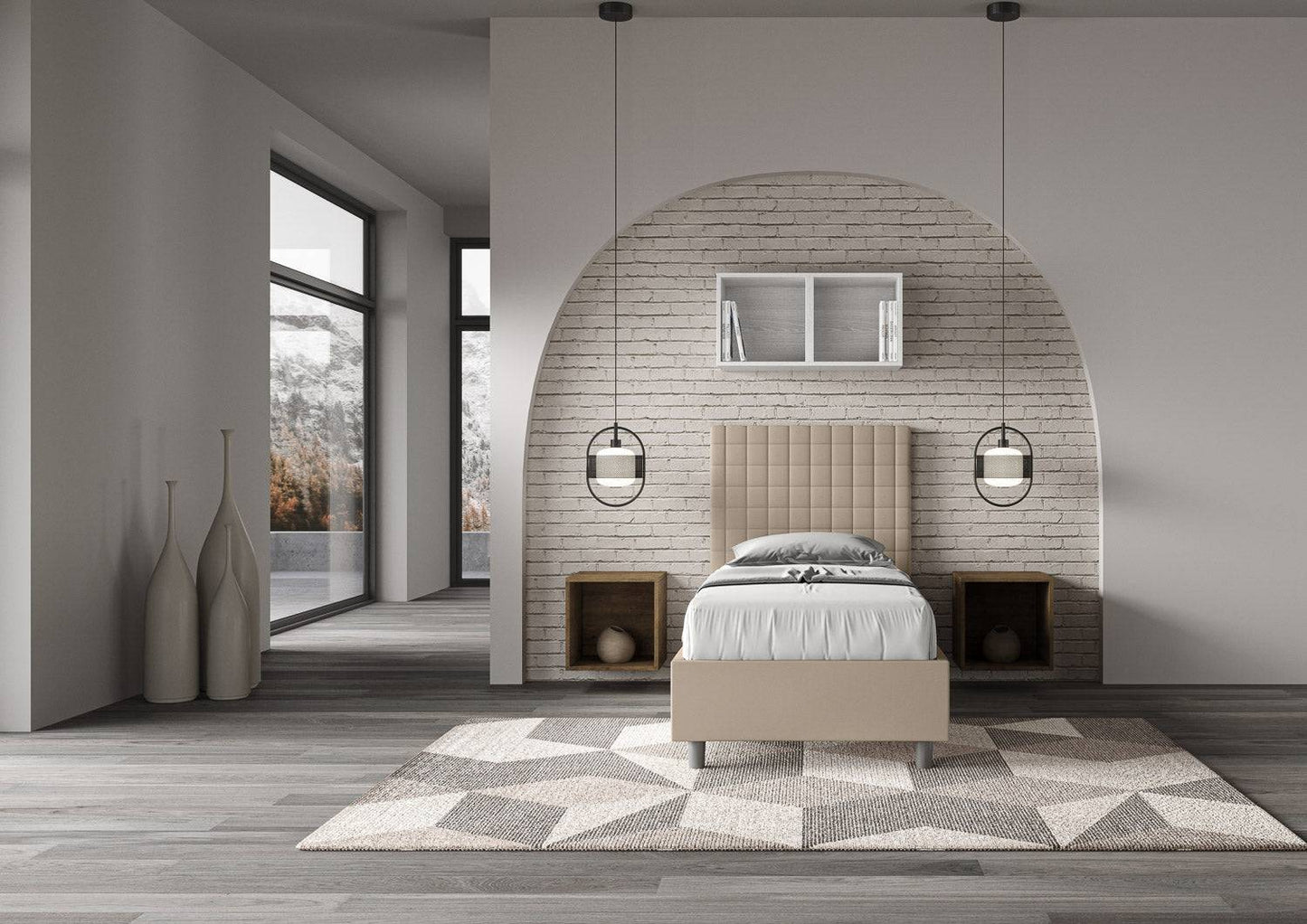 Letto Singolo 80x190 Sunny in Similpelle con Contenitore - L.95xP.210 H.122 cm, Made in Italy
