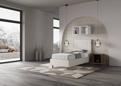 Letto Singolo 80x190 Sunny in Similpelle con Contenitore - L.95xP.210 H.122 cm, Made in Italy