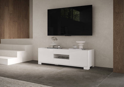 Highboard und Highboard mit TV-Ständer Riflesso Hochglanz Weiß und Kaschmir