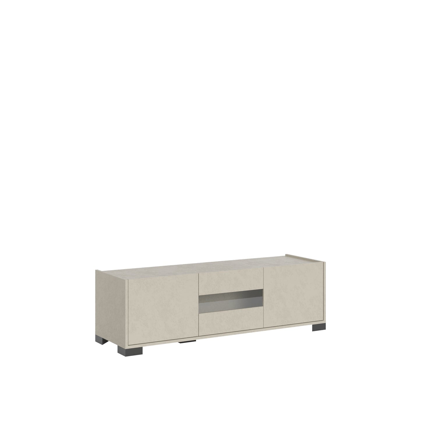 Highboard und Highboard mit TV-Ständer Riflesso Hochglanz Weiß und Kaschmir