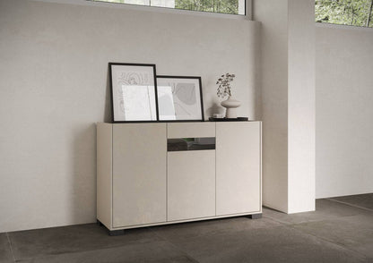 Highboard und Highboard mit TV-Ständer Riflesso Hochglanz Weiß und Kaschmir
