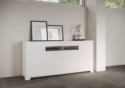 Highboard und Highboard mit TV-Ständer Riflesso Hochglanz Weiß und Kaschmir