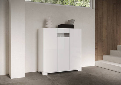 Highboard und Highboard mit TV-Ständer Riflesso Hochglanz Weiß und Kaschmir