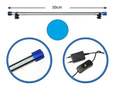 Barra Led Lampada Neon Per Acquario Impermeabile Immersione Luce BLU 50CM