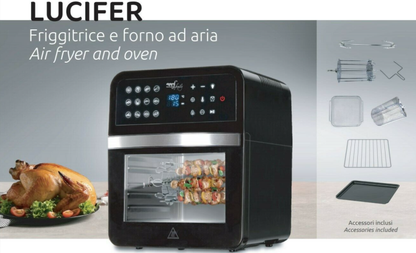 Melchioni Lucifer Heißluftfritteuse Backofen elektrisch 12 L 1800W Dörrgerät