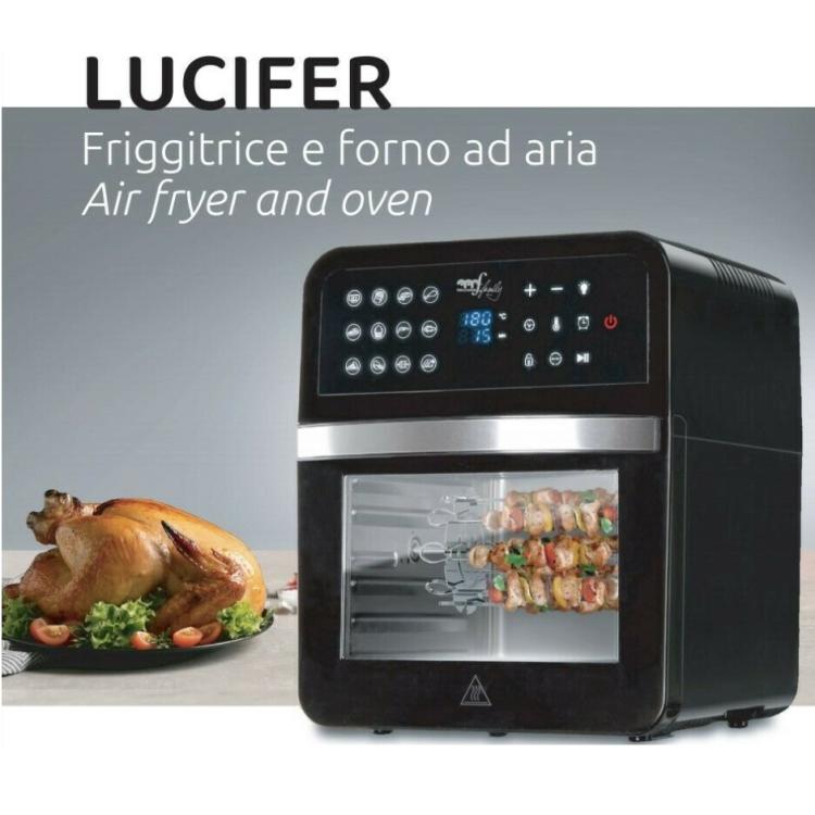 Melchioni Lucifer Heißluftfritteuse Backofen elektrisch 12 L 1800W Dörrgerät