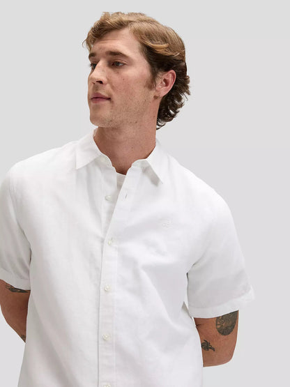 Lee Camicia Uomo Manica Corta 112376562 Bianco Lino Cotone
