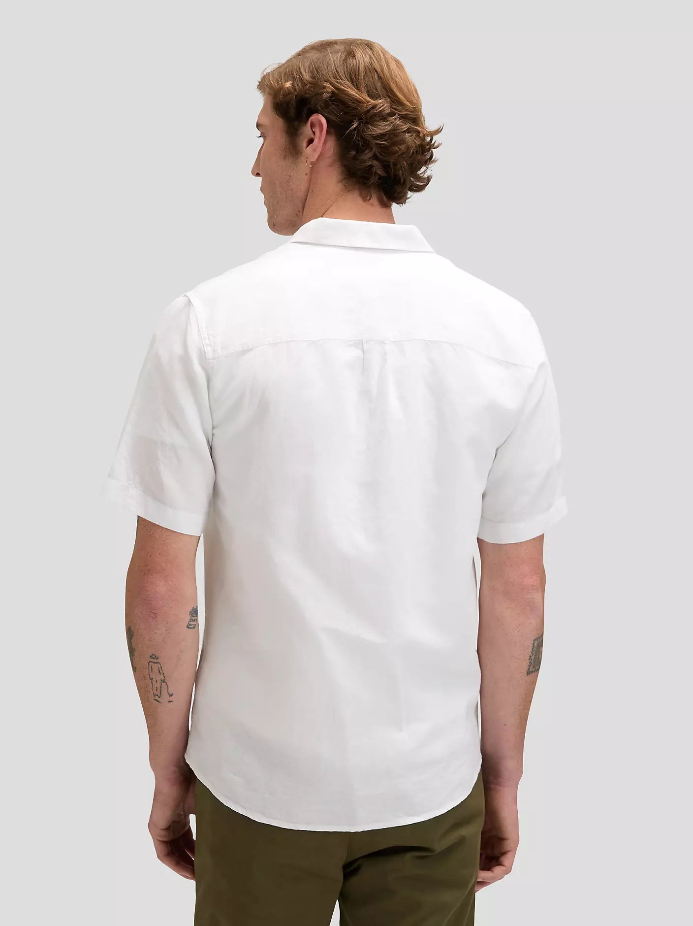 Lee Camicia Uomo Manica Corta 112376562 Bianco Lino Cotone