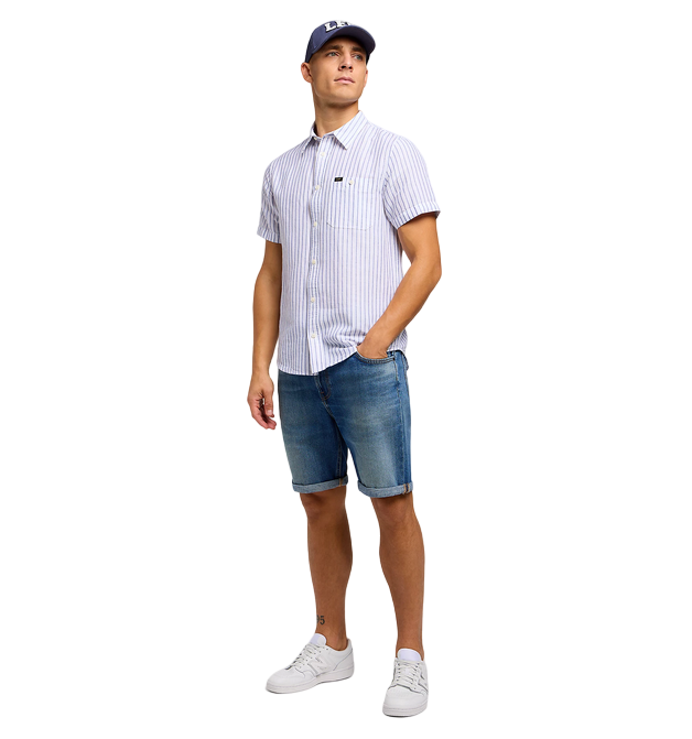 Lee camicia manica corta da uomo a righe 4112349347 blu