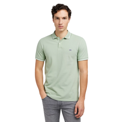 Lee Polo Manica Corta Uomo Cotone Piqué Verde Salvia - 112349953