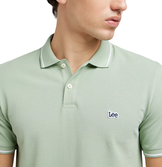 Lee Polo Manica Corta Uomo Cotone Piqué Verde Salvia - 112349953